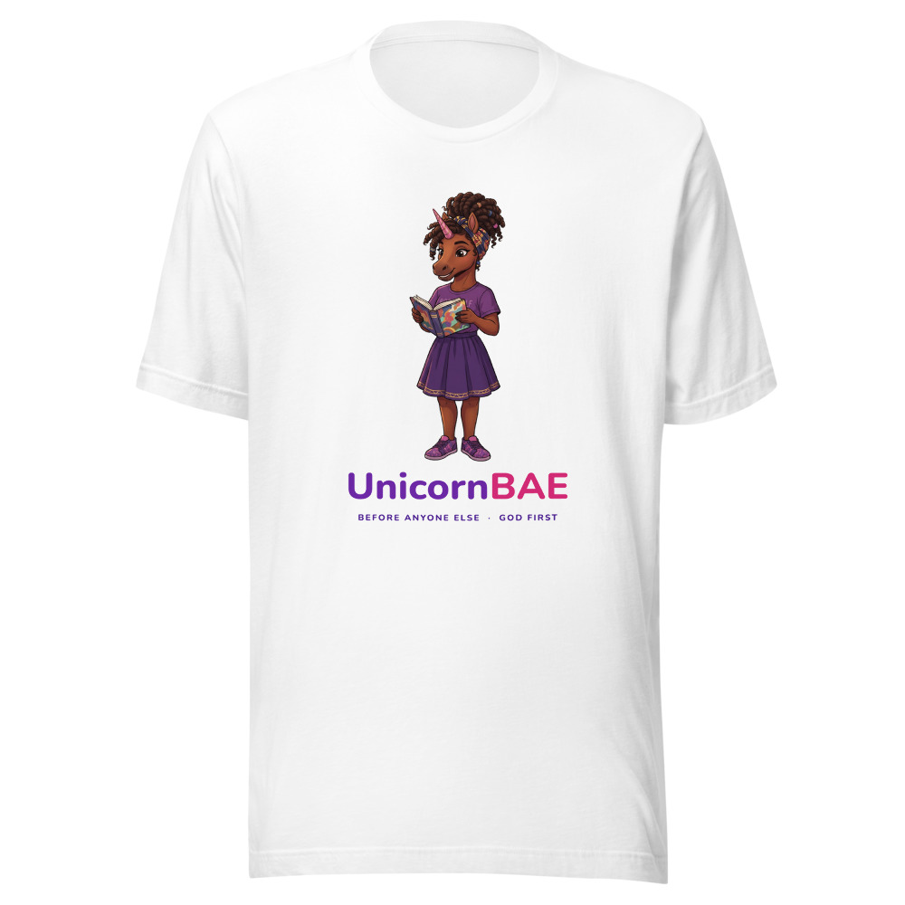 UnicornBAE Before Anyone Else Youth Tee shown with the UnicornBAE design in the tone you choose
